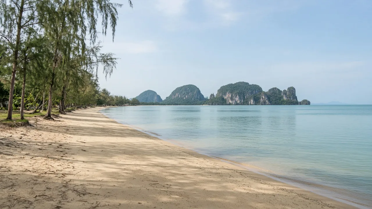 Quiet beach and limestone islands in Langkawi